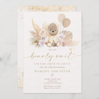 Boho Teddy Bear Gender Neutral Bear Baby Shower In Invitation