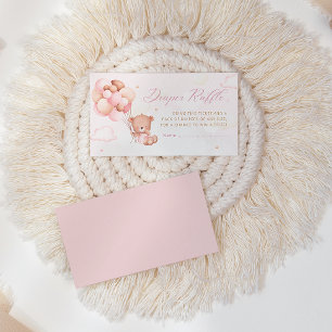 Boho Teddy Bear Girl Baby Shower Diaper Raffle Enclosure Card