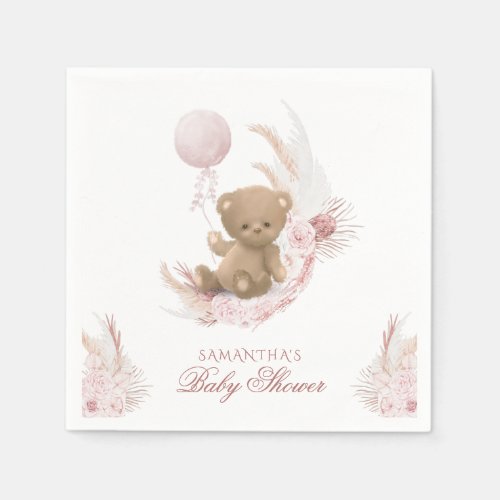 Boho teddy bear Girls Baby Shower  Napkins