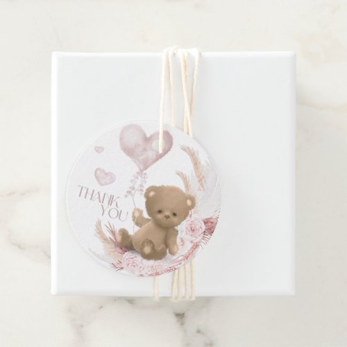 Boho teddy bear Girls Baby Shower Thank You  Favor Tags