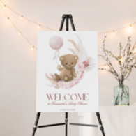 Boho teddy bear Girl's Baby Shower Welcome Foam Board