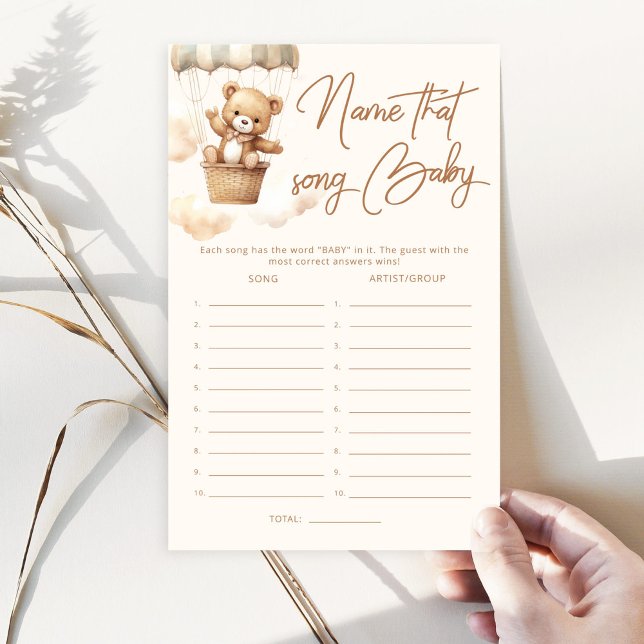 Boho Teddy bear Name that song baby shower game (Creator Uploaded)