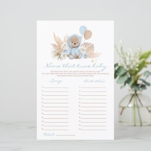 Boho Teddy Bear Name That Tune Baby Shower Game