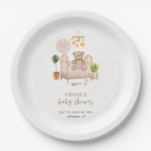 Boho Teddy Bear Nursery Baby Shower  Paper Plates