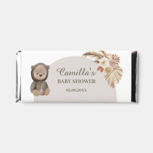 Boho Teddy Bear Pampas Grass Baby Shower Hershey Bar Favors