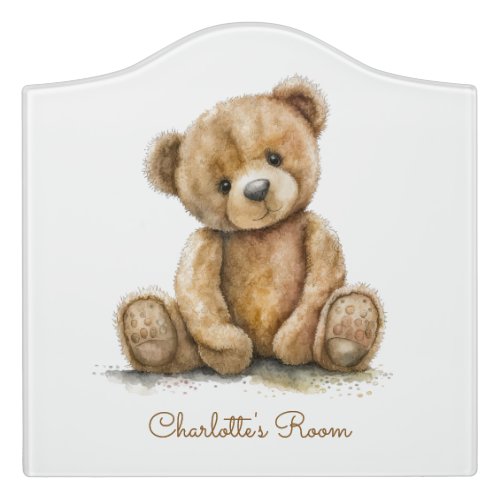 Boho Teddy Bear Personalized Nursery Door Sign