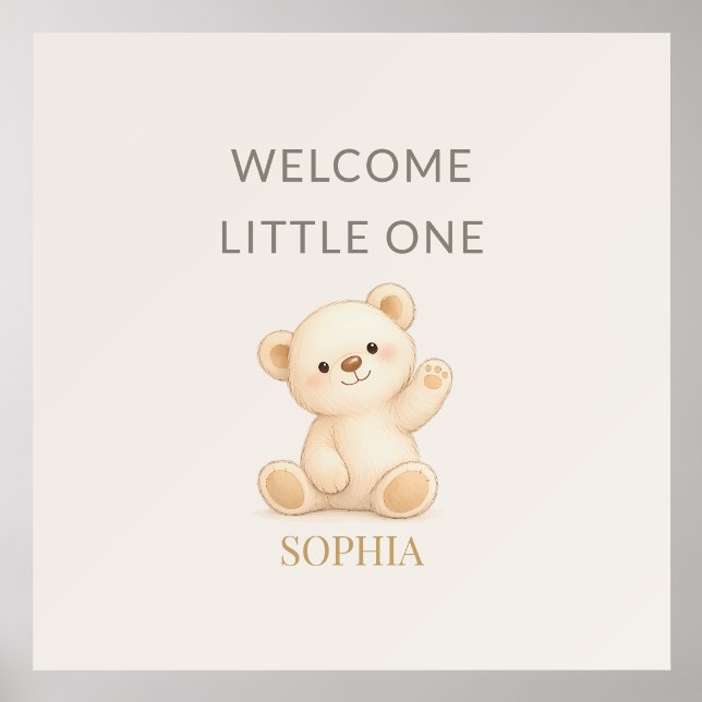 Boho Teddy Bear Personalized Party  Holder (Front)