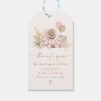 Boho Teddy Bear Pink Bearly Wait Baby Shower Gift Tags