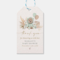 Boho Teddy Bear Sage Green Bearly Wait Baby Shower Gift Tags