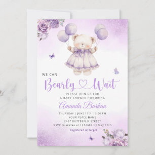 Boho Teddy Bear We Can Bearly Wait Baby Shower Invitation