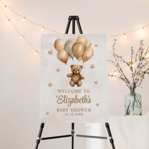 Boho Teddy Bear with Ballons Baby Shower  Foam Board