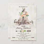 Boho TeePee baby shower invitation (Front/Back)