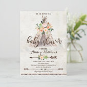 Boho TeePee baby shower invitation (Standing Front)