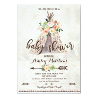 Boho TeePee baby shower invitation