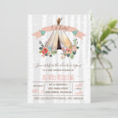 Boho Teepee Gender Neutral Rustic Baby Shower Invitation (Standing Front)