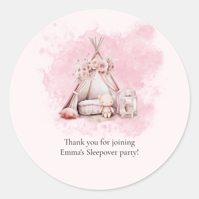 Boho Teepee tent Sleepover Favor sticker (Front)