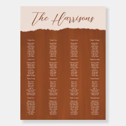 Boho Terra Cotta Elegant Wedding  Foam Board