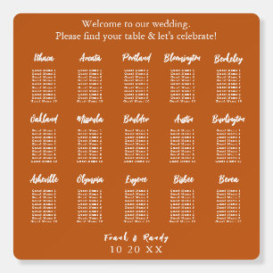 Boho Terracota Custom Wedding Table Seating Chart Foam Board