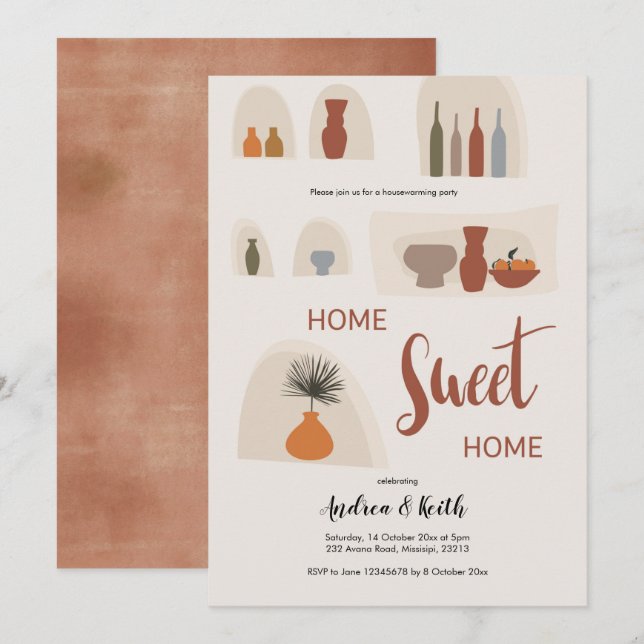 Boho Terracota Housewarming Party Invitation (Front/Back)