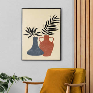 Boho Terracota Pots, Stretched Large Finished Canvas Print