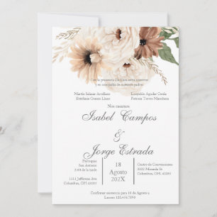 Boho terracota wedding invitation