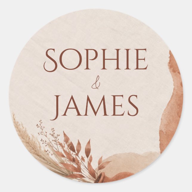 Boho terracota wedding stickers (Front)