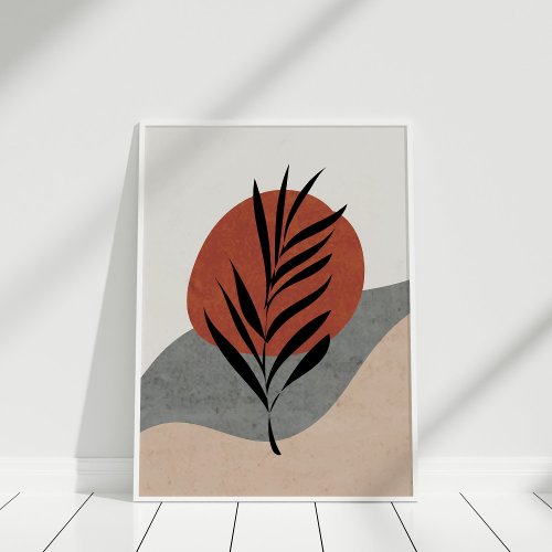 Boho Terracotta Abstract Sun and Landscape Art Poster