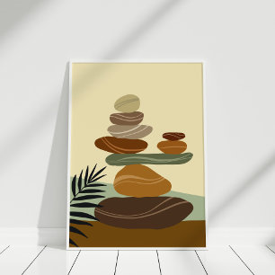 Boho Terracotta Abstract Zen Stones Poster