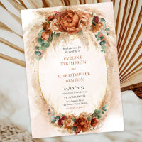 Boho Terracotta and burgundy flowers pampas grass