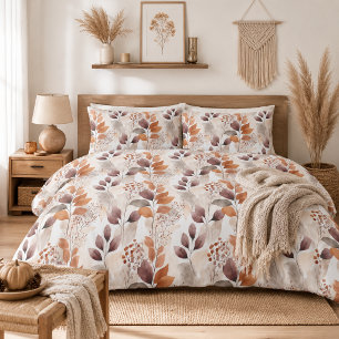 Boho Terracotta and Burgundy Leaves Pillow Case