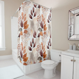Boho Terracotta and Burgundy Leaves Shower Curtain