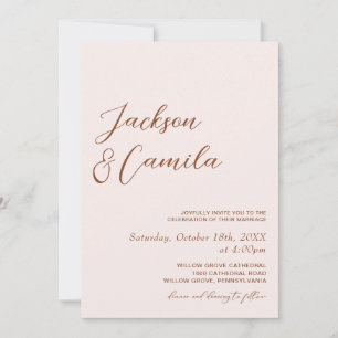 Boho Terracotta and Cream Photo Wedding Invitation
