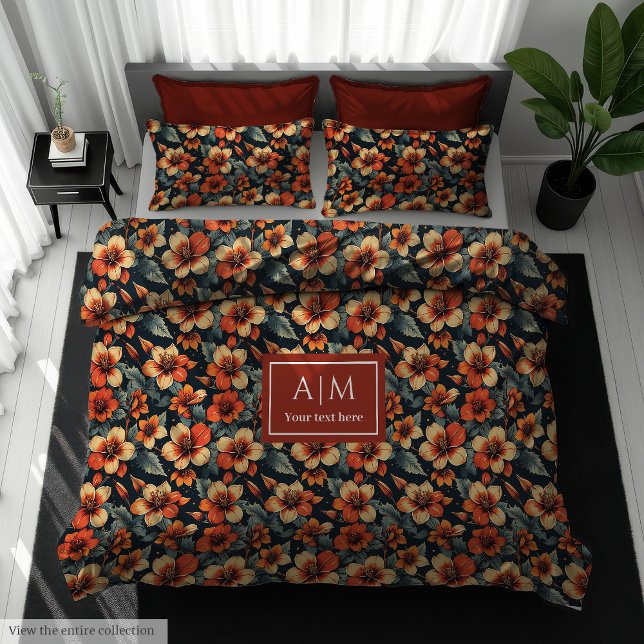 Boho terracotta and white flower duvet cover (Boho terracotta and white flower duvet cover)