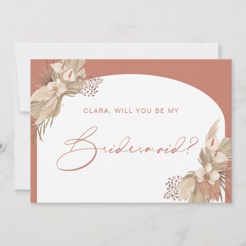 Boho Terracotta Arch Pampas Grass bridesmaid card