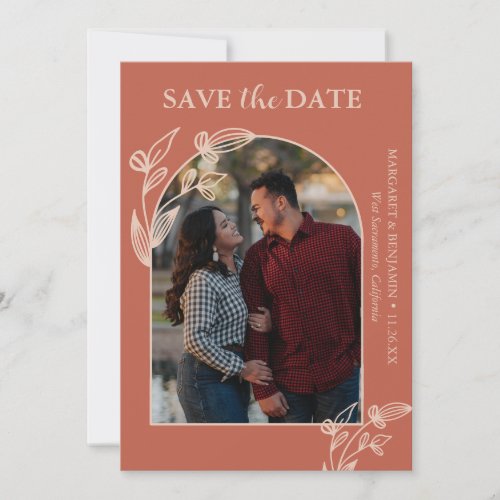 Boho Terracotta Arch Photo Floral Save The Date