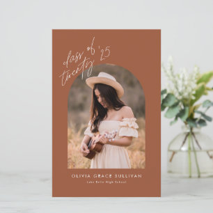 Boho Terracotta Arch Photo Graduation Invitation