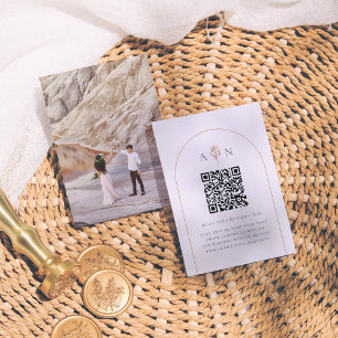 Boho Terracotta Arch & Photo QR Code Wedding RSVP Enclosure Card
