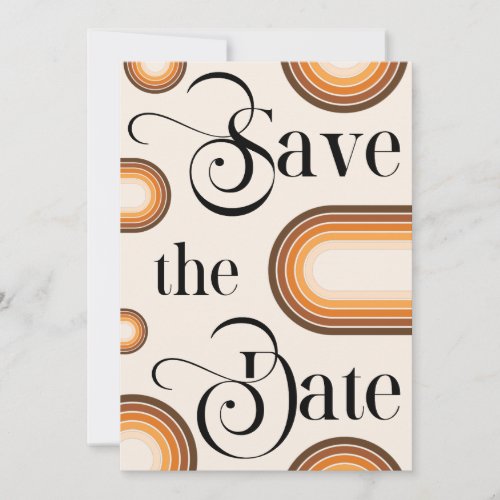 Boho Terracotta Arch  Retro Script Photo Wedding  Save The Date