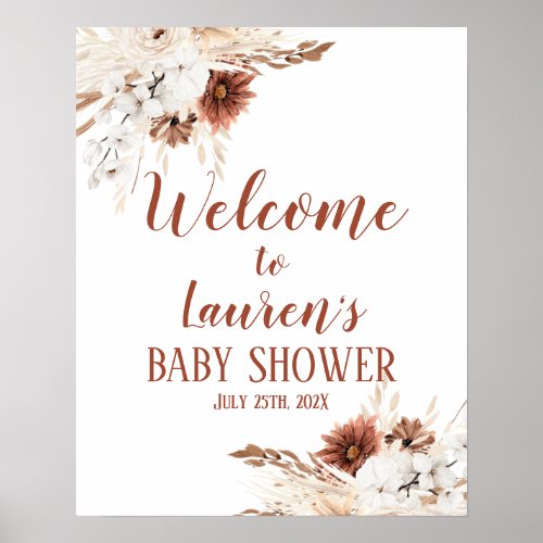 Boho Terracotta Baby Shower Girl Welcome sign