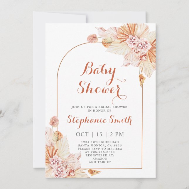 Boho Terracotta Baby Shower Invitation (Front)
