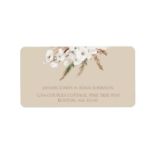 Boho Terracotta Beige Dried Grass Wedding Address Label