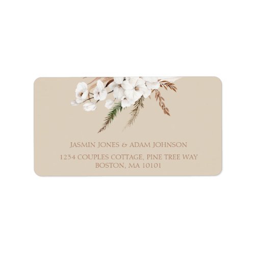 Boho Terracotta Beige Dried Grass Wedding Address Label