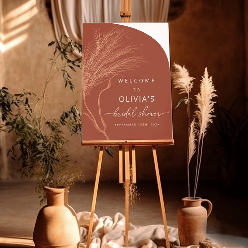 Boho Terracotta Beige Pampas Grass Bridal Shower Foam Board