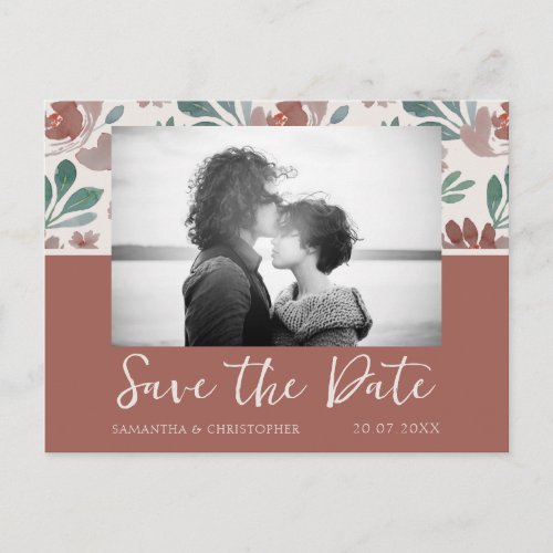 Boho Terracotta  Beige Save the Date Wedding  Postcard