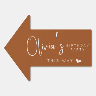 Boho Terracotta birthday party this way arrow sign