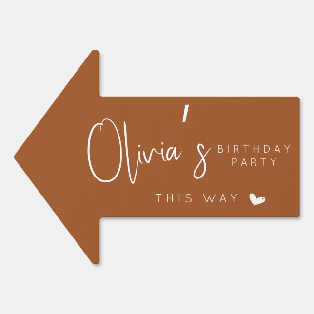Boho Terracotta birthday party this way arrow sign (Front)