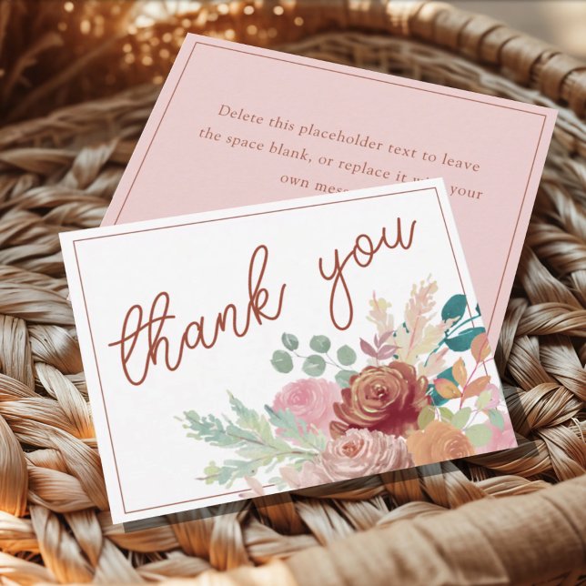 Boho Terracotta & Blush Thank You Bridal Shower  Card (Creator Uploaded)