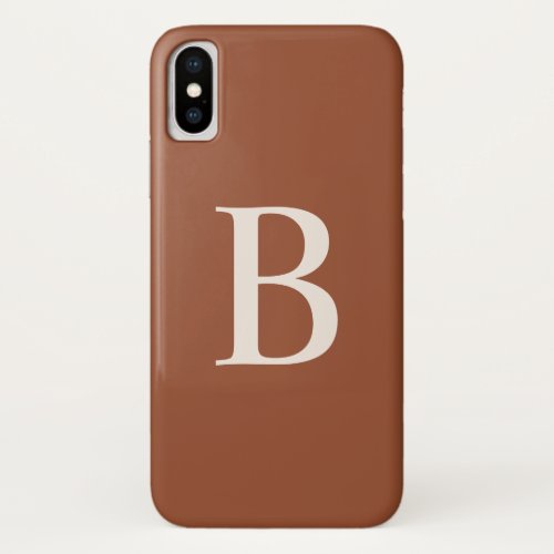Boho Terracotta Bold Typography Monogram iPhone X Case