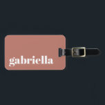 Boho Terracotta Bold Typography Personalized Name Luggage Tag<br><div class="desc">Bold Modern Typography Personalized Name Luggage Tag with White Text on a Boho Terracotta Background</div>