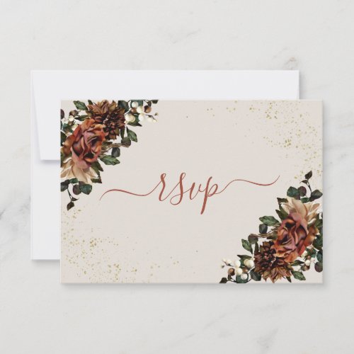 Boho Terracotta Botanical Floral Gold RSVP